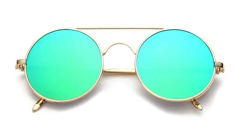JASPEER 8 цветов затемненное зеркало круглые солнцезащитные очки в стиле стимпанк для женщин и мужчин золото/серебро металлическая рамка очки для вождения - Цвет линз: 3