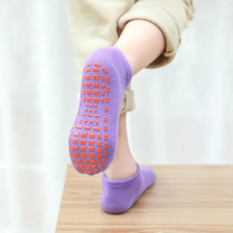 Children Adults Anti-Slip Sock Trampoline Sock Cotton Breathable Short Socks Elastic Sport Boys Girls Outside Kids Floor Socks