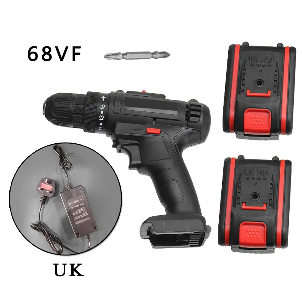 

68V 7500mAh Cordless Electric Drill LED Impact Drills 2-Speed Driver Power Tool