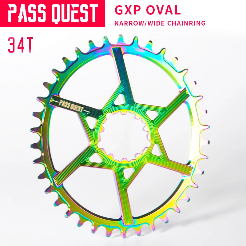 Pass Quest GXP с титановым покрытием овальная MTB узкая широкая Цепь 32 T-38 T велосипедная цепь 6 мм смещение шатун