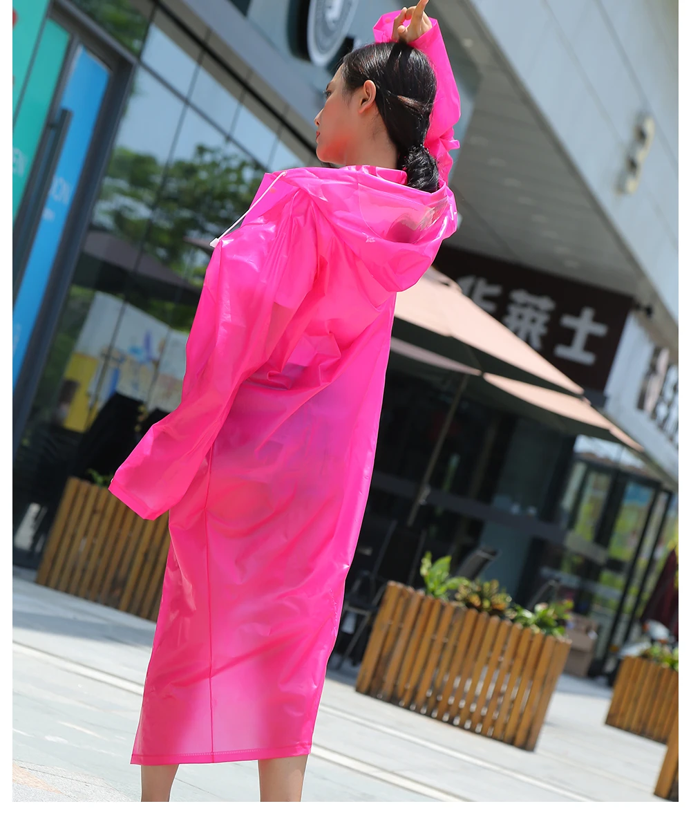 Fashion EVA Women's And Men's Raincoat Thickened Waterproof Poncho Coat Transparent Camping Hoodie For Adults Long Raincoat
