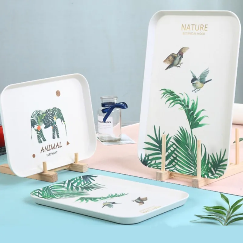 Прямоугольные Фруктовые тарелки из бамбукового волокна 1 шт. семейный поднос для