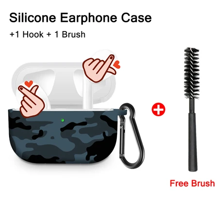 Camouflage Grey Силиконовый чехол для AirPods Pro, разноцветный чехол для Apple Airpods Pro, камуфляжная сумка для Airpod Pro, бесплатный инструмент для чистки крючка - Цвет: Camouflage Grey