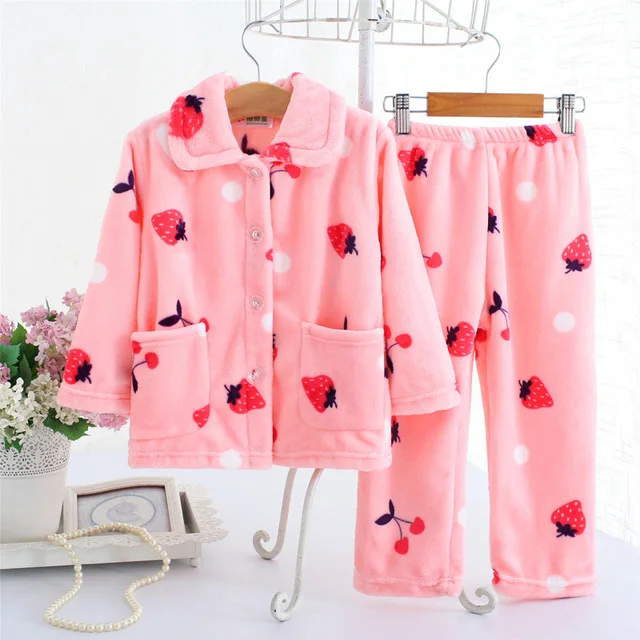 Winter homewear for baby girls boys Coral fleece cute Princess hot sale pyjamas 2-11T kids sleepingwear children bottoming shirt children's sleepwear Sleepwear & Robes