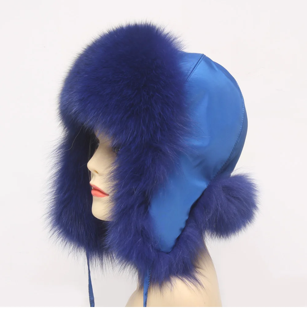 Hot Sale Genuine Fox Fur Hat Russian Women Real Fur Caps Bomber Hats 100%Natural Fox Fur Caps Fashion Fur Hat Retail wholesale