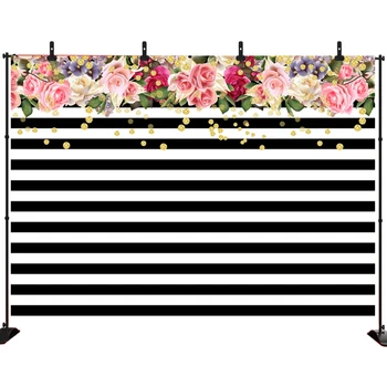 

Acejoker Floral Stripes Backdrop for Kids Birthday Party Photoshoot Photography Baby Shower Backgrounds Photo Studio