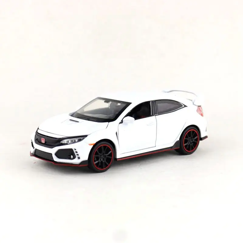 1:32 Масштаб/Литье под давлением металлическая игрушка/Honda Civic Тип R гоночный автомобиль/звук и свет/оттяните назад набор для обучения/фестиваль подарок для ребенка - Цвет: Белый