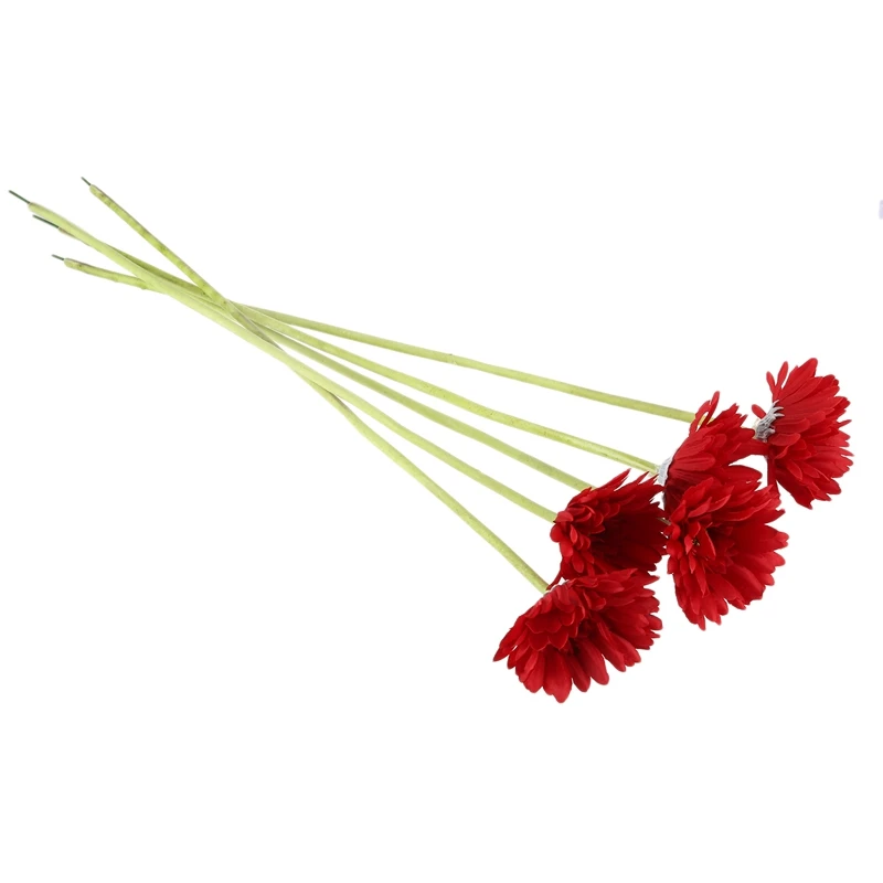 5 шт. искусственных цветов Gerbera Gaensebluemchen Red