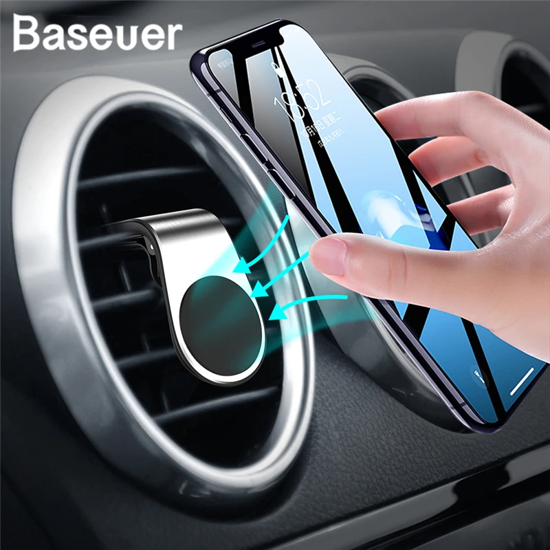 Baseuer металлический магнитный автомобильный держатель для телефона универсальный магнит для iPhone XS MAX X 8 7 6 Plus Xiaomi samsung 360 градусов вентиляционное отверстие крепление
