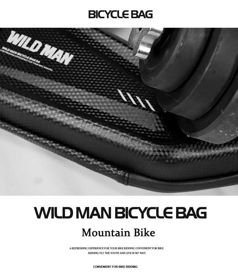 Flash Deal WILD MAN Mountain Bike Bag Rainproof Road Bicycle Frame Bag Cycling Accessories Hard Shell Tools Storage Panniers Capacity 1.5L 23