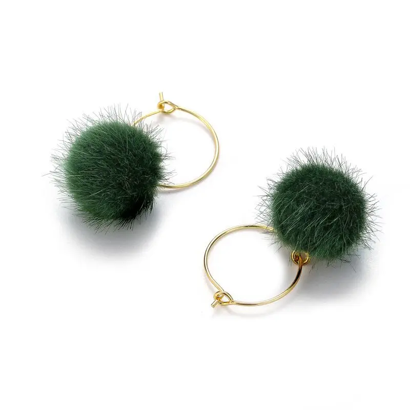 Модные Hairball металлические болтающиеся сережки, ювилерные изделия простой плюшевый шар Висячие серьги для женщин кулон для девочек яркая бижутерия для вечеринки
