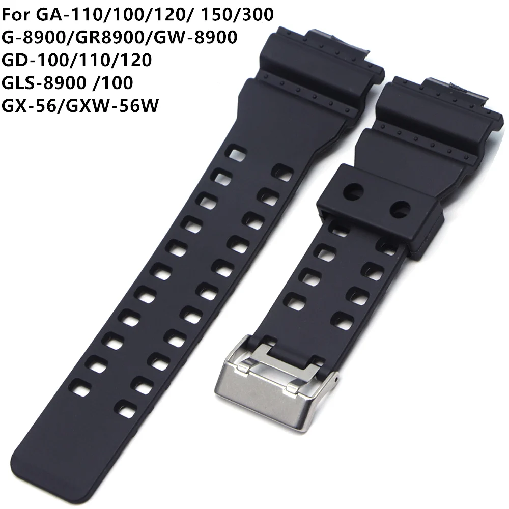 

Ремешок для часов Casio G SHOCK GA110 GA100 GD120 GW8900, водонепроницаемый спортивный браслет из искусственной кожи для мужчин и женщин, 16 мм, с пряжкой с язычком, аксессуары
