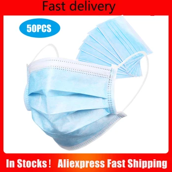 

50PCS Face Mask Disposable Anti PM2.5 Anti Particle Face Cover Breathable Dustproof Mouth Cover