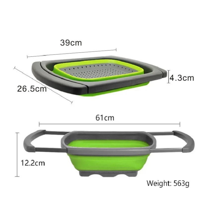 

Foldable Drain Basket Collapsible Strainer Fruit Vegetable Washing Basket Colander Silicone Scalable Drainer Kitchen Accessories