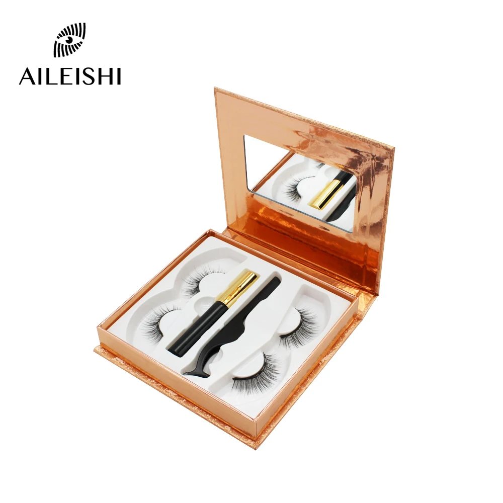 

2 Pairs 3D Magnetic Eyelashes set with Magnetic Liquid Eyeliner & Magnetic Lashes & Tweezer Set Waterproof Long Lasting Eyelash