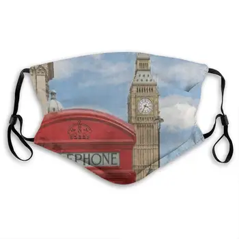 

Dustproof Masks Phone Booth Big Ben Street Unique Half Face Mouth Mask Anti-Dust Face and Nose Cover Soft Windproof Cycling