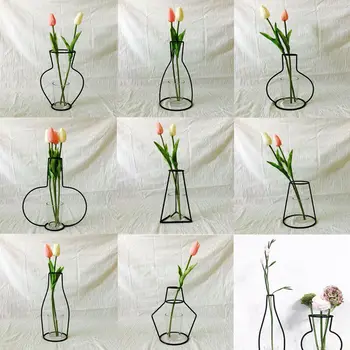 

New Nordic Minimalist Abstract Vase Black Iron Brief Vase Flower Racks Ornaments