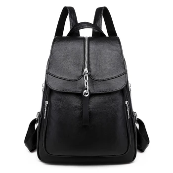 

New Leather Bag Fashion Female Backpacks Women Solid Color Backpack Girls College School Bagpack Travel Shoulder Bags