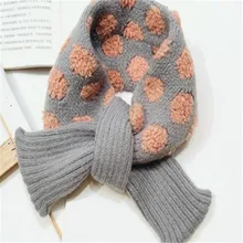 Вязаный шарф с крестиками на осень и зиму для мальчиков, имитация кашемира и шерсти, детский шарф с воротником в горошек, T95