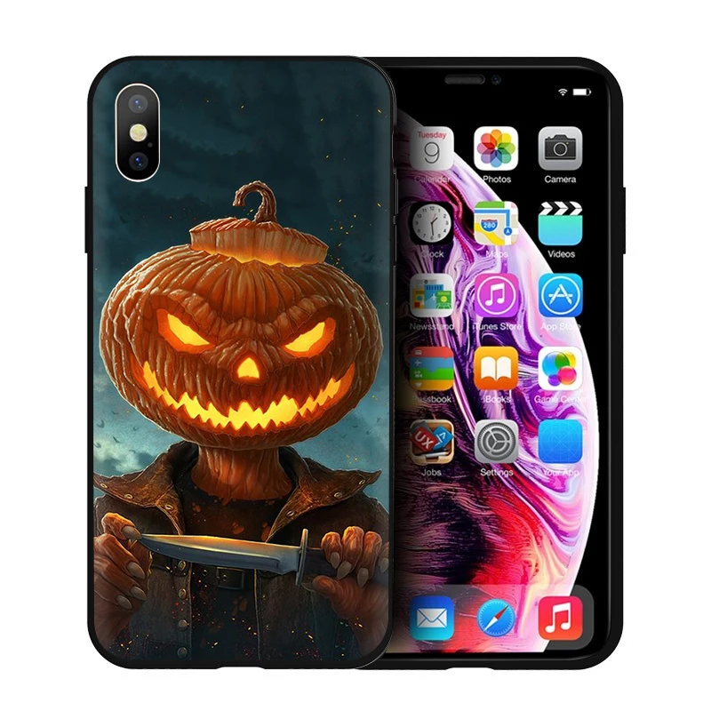 EWAU для тыквы хэллоуин силиконовый чехол для телефона iPhone 5 5S SE 6 6s 7 8 plus X XR XS Max - Цвет: B8