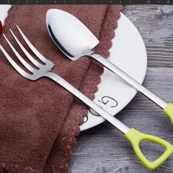 

Creative Shovel Small Spoon Fork Taro Spoon Coffee Stir Spoon Stainless Steel Long Handle Spoon Fork Kitchen Cookice Tools