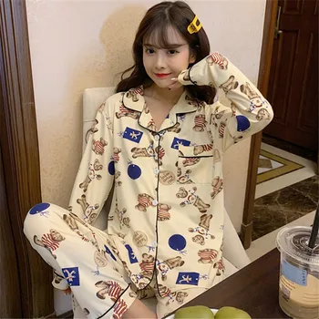 

Women Lovely Wear Leisure Clothes Personality 2020 Spring Autumn Long Sleeved Women Pajamas for Women Pyjamas Sets Nightwear