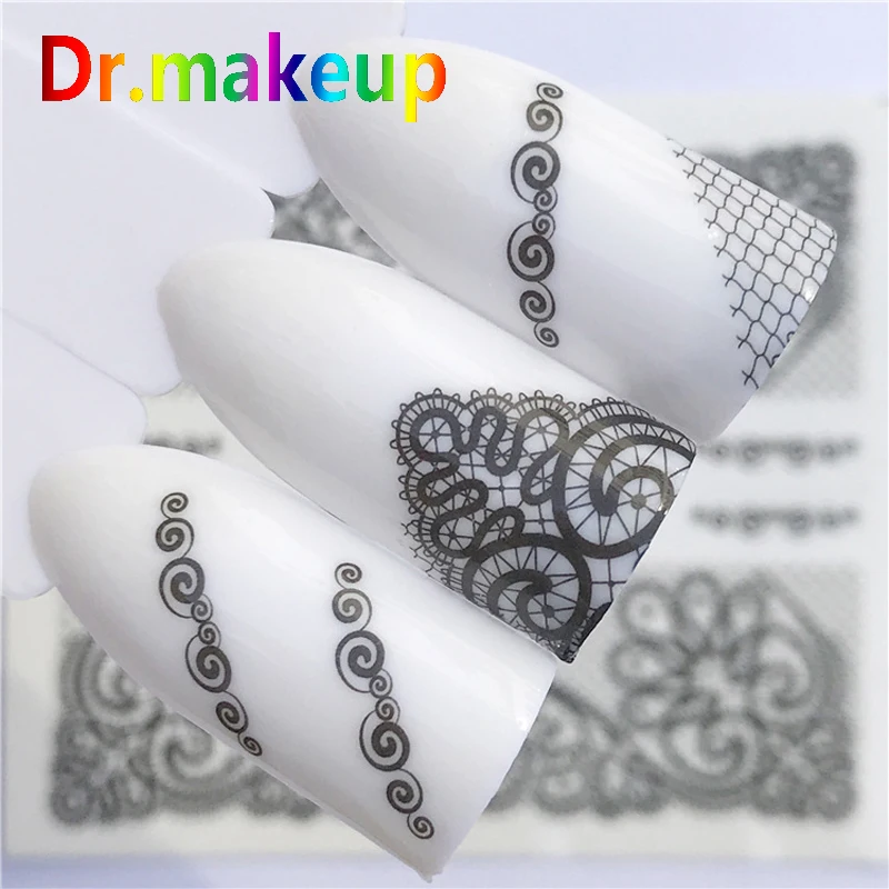 Dr. makeup DIY 1 Лист Кружева переводные наклейки черный сексуальный клейкий лак для