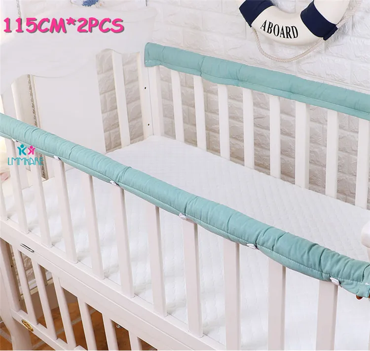 Хлопковый плотный бампер для детской кроватки, защитные полосы для кроватки новорожденных, защитные накладки для новорожденных, защитные накладки на рельсы, 2 шт - Цвет: green 115cm
