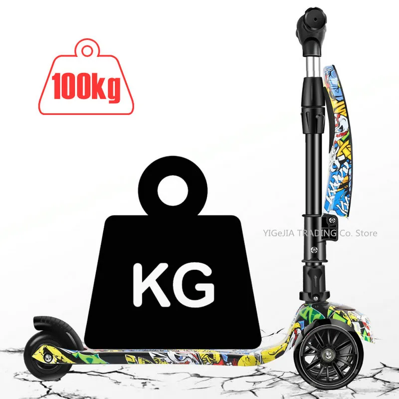 Kick Scooter for 1-10ages Kids, 4 Grade Height Adjustable Scooter with 5cm Widen Wheels, 3-in-1 Foldable Kick
