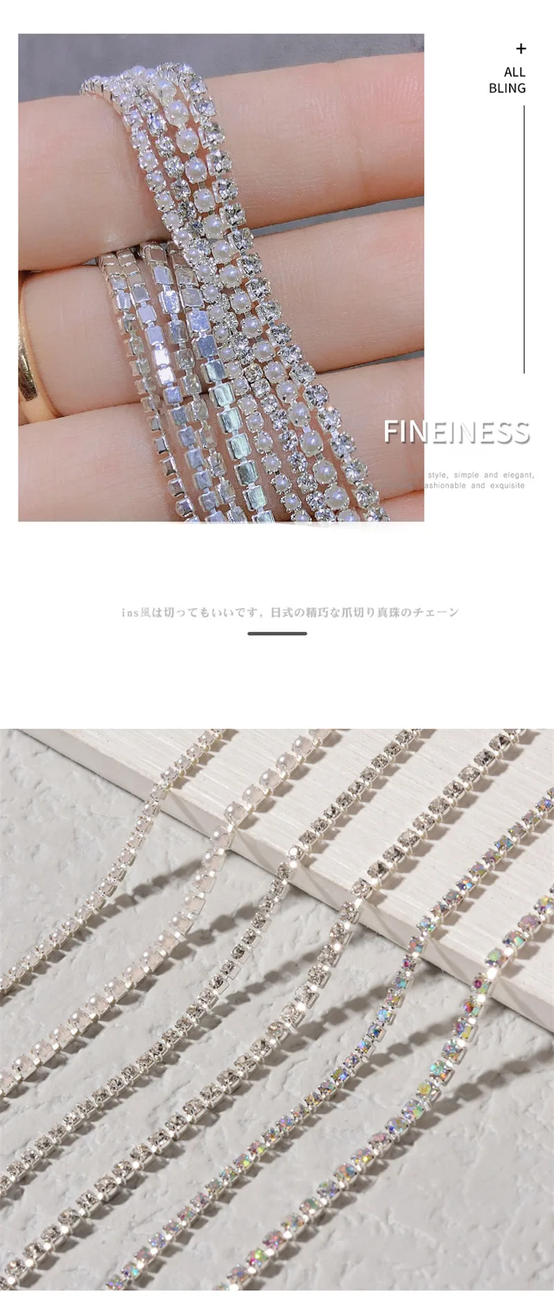 Breloques et perles de chaîne pour ongles or rose et argent_voghion.com