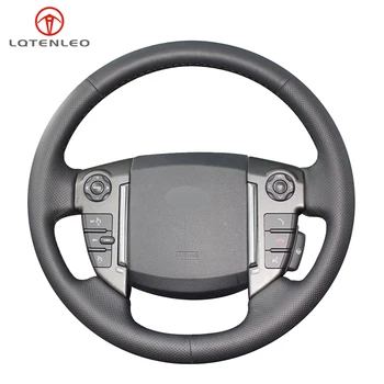 

LQTENLEO Black Artificial Leather Hand-stitched Car Steering Wheel Cover For Land Rover Freelander 2 2013 2014 2015