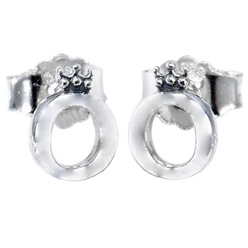 

Authentic 925 Sterling Silver Earring Polished Crown O Signature Earrings For Women Wedding Gift Fine Jewelry