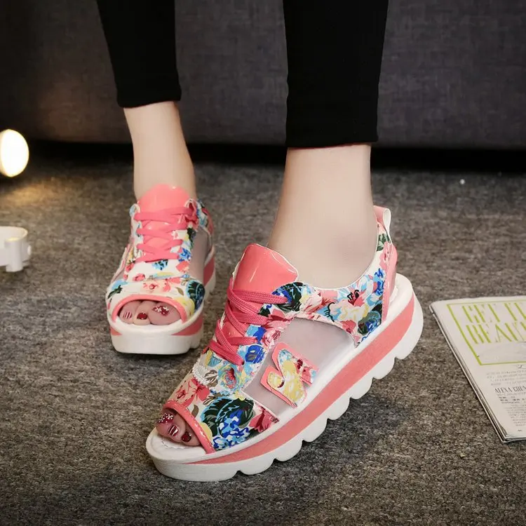 

Sandals Female Summer 2019 New Style Korean-style Waterproof Platform Students Platform Sandals Fish Mouth Flower WOMEN'S Casual