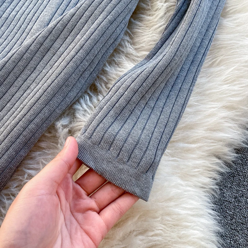 Teeuiear Vintage 2020 Slim Bandage Midi Pencil Dresses Autumn Winter Bodycon Knitted Sweater Party Women Club Knee Length Dress