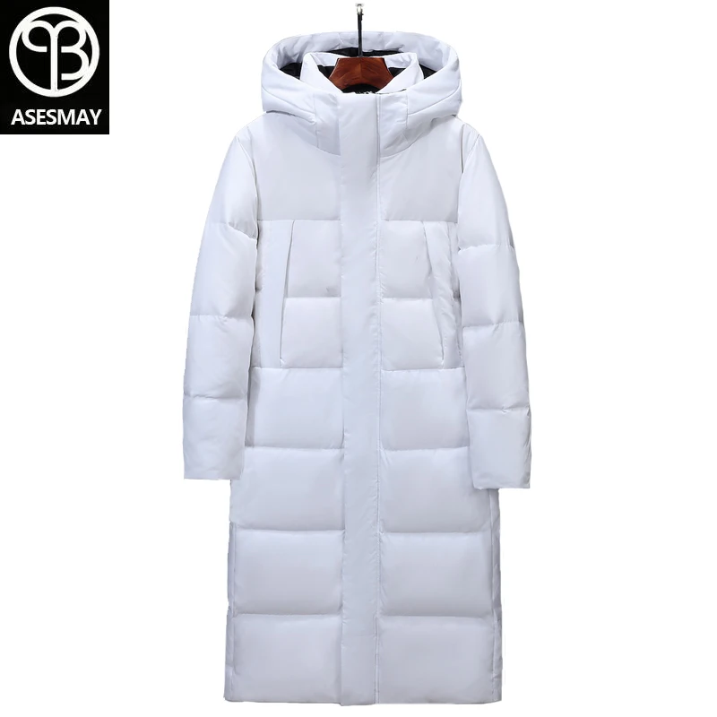 Брендовая одежда, белая куртка на утином пуху, мужское длинное зимнее пальто, плотные теплые парки с капюшоном, зимние куртки, Мужская зимняя верхняя одежда