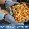 1-2Pcs Double Layer Oven Mitts Thicken Silicone Kitchen Gloves Non-Slip Oven Pot Holder Heat Resistant Baking Cooking BBQ Gloves 2