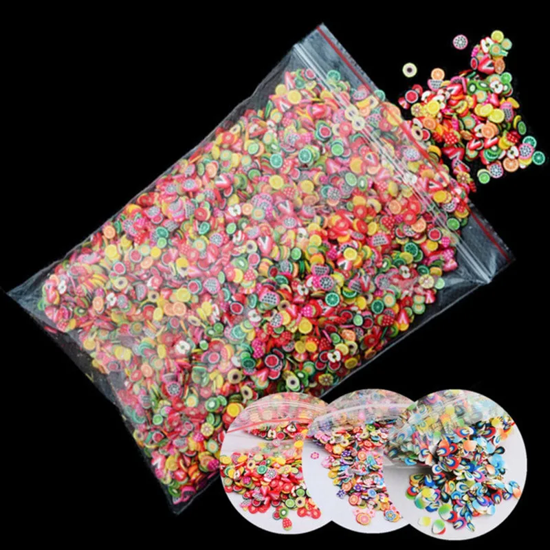

10000pcs/pack 3D Nail Art Fruit Slices Polymer Clay DIY Slice Decoration Smile Feather Nail Sticker Nail Jewelry Wholesale