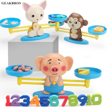 

Monkey Dog Digital Balance Scale Toy Early Learning Balance Children Enlightenment Digital Addition Subtraction Math Scales Toys