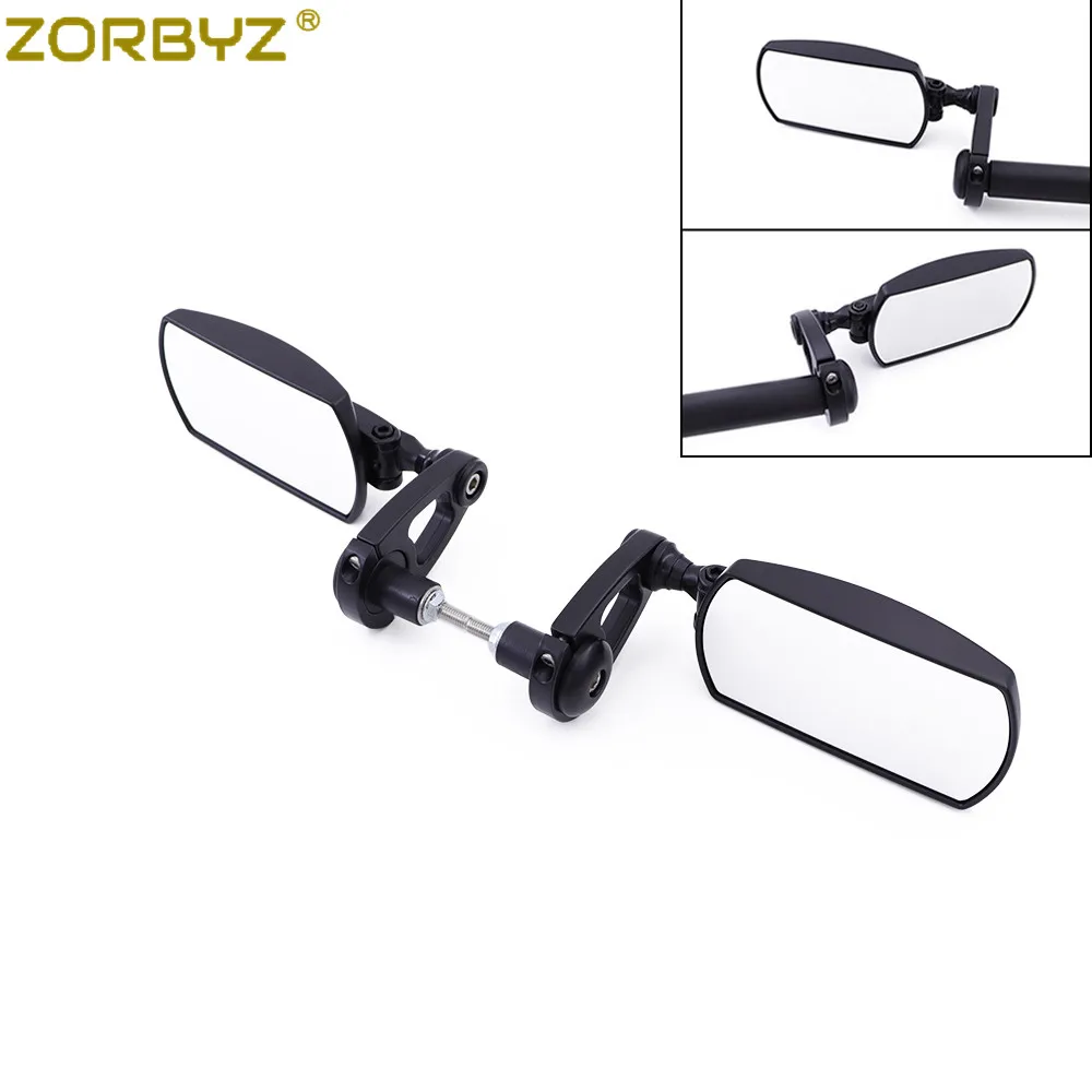 ZORBYZ 블랙 오토바이 7/8 22mm 조정 가능 360 회전 접이식 알루미늄 핸들 바 엔드 백미러 혼다 야마하 용, 혼다 야마하 사이드 미러