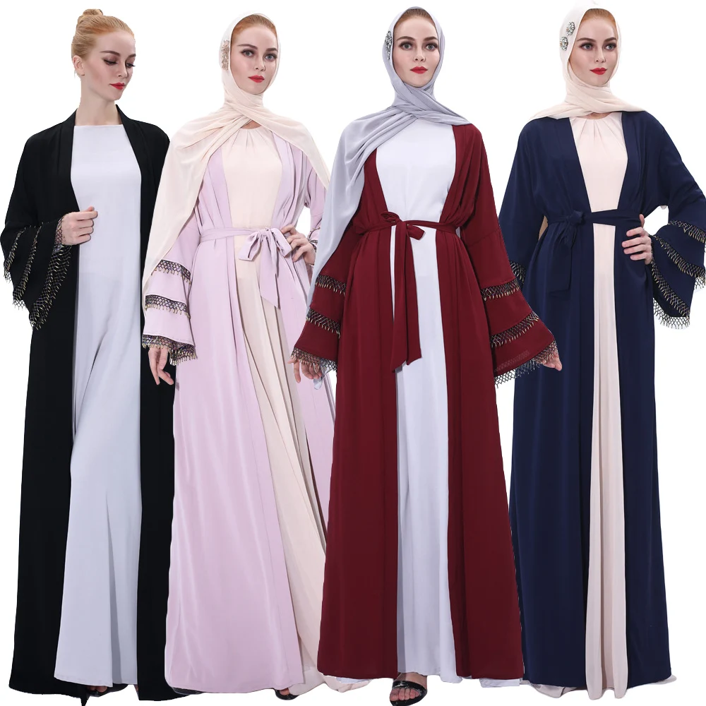Muslim Kaftan Women Dress Abaya Maxi Islamic Long Sleeve Arab Jilbab Cardigan