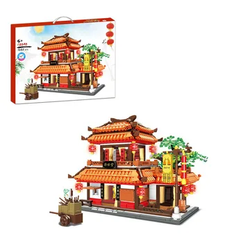 

1602Pcs MOC Chinese Ji Shitang Street View Bricks Small Particle DIY Building Blocks Stem Toy Kit Educational Toy Children Gift