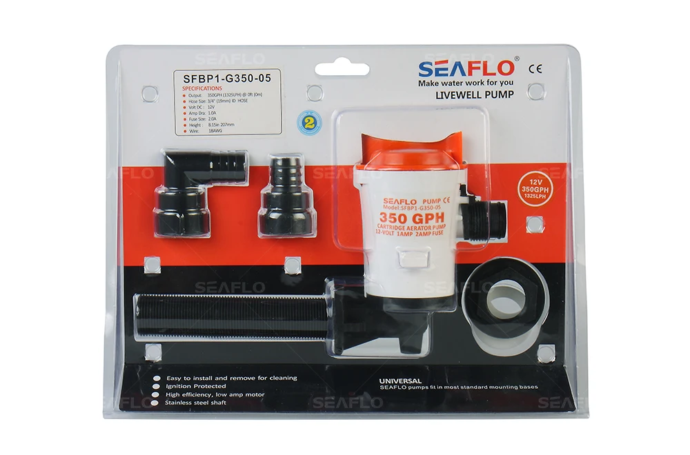 SEAFLO 12V 350 GPH лодка Livewell резервуары насос и набор для слива погружные водные морские