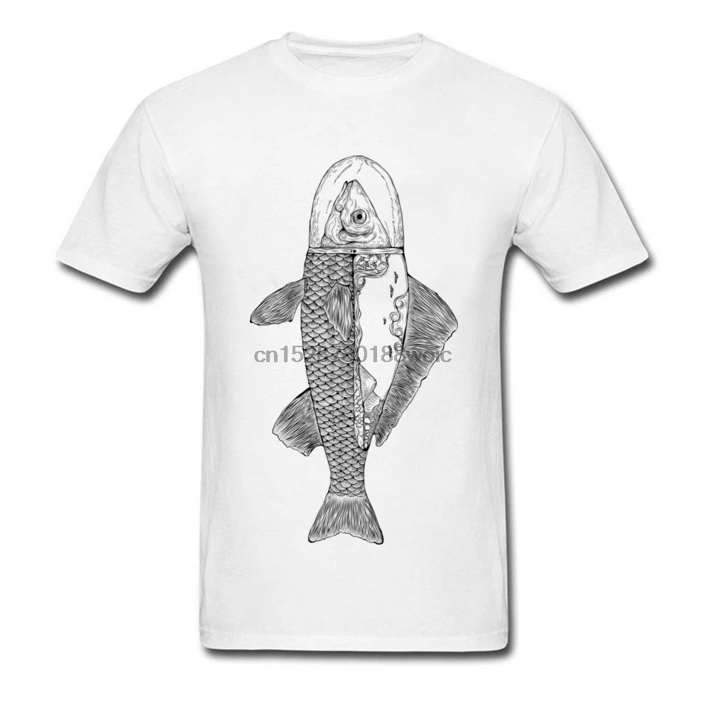Fish Of My Imagination Мужская футболка белая хлопковая Футболка винтажная линия рисунок