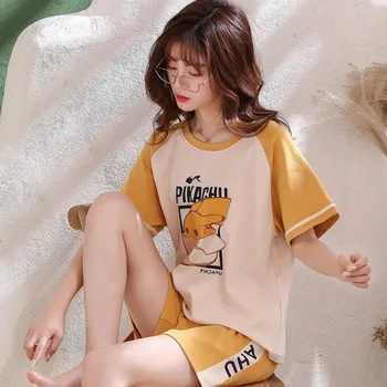 

BZEL 2020 Spring and Summer Leisure Style Pajamas Women's Home Clothing Set Pajamas for Women Big Size Sleepwear Women's Cotton