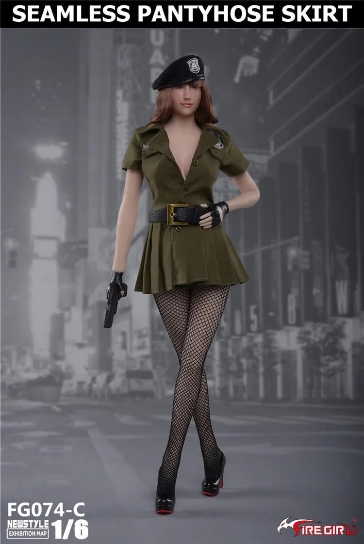DIY Fire Girl Toys 1/6 FG074 стрелок женский полицейский дерсс юбка с чулки, шапочка нижнее белье комплекты одежды без фигуры
