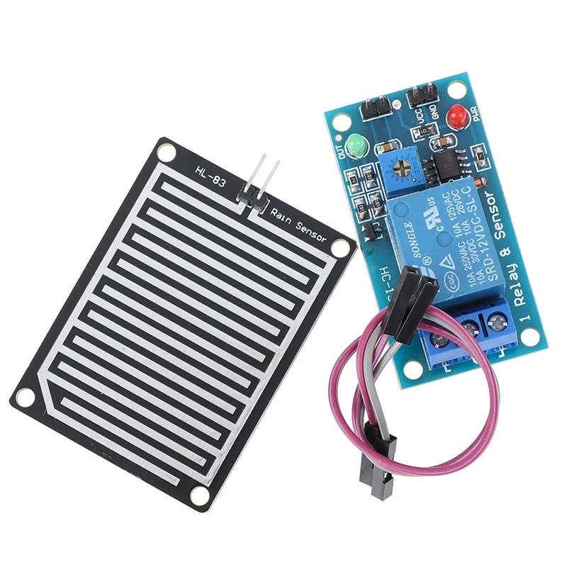 

Rain Water Sensor Module DC 5V 12V Relay Control Module Rain Sensor Water Raindrops Detection Module For Arduino Robot Kit
