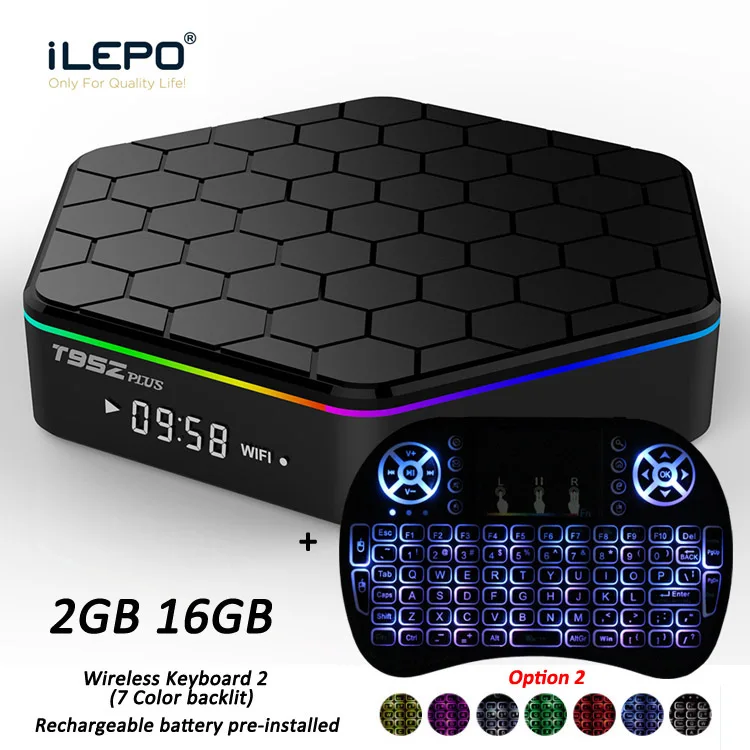 ILEPO T95Z Plus Android 7,1 Смарт ТВ приставка Amlogic S912 Восьмиядерный 2 Гб 16 Гб 3 ГБ 32 ГБ 2,4+ 5 ГГц WiFi 1000M LAN 4K H.265 - Цвет: 2G 16G and Keyboard2