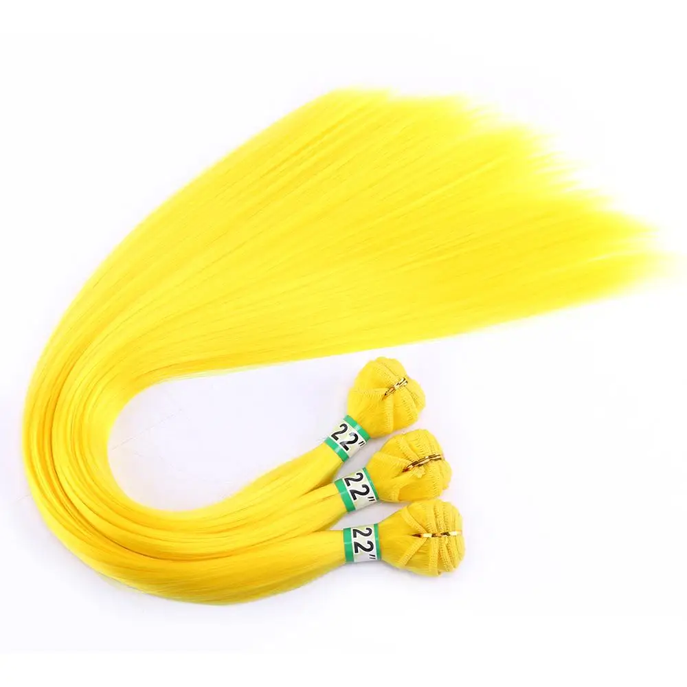 Silky Straight Soft hair weft 22 Inch 100 Gram one Piece Tissage Fiber Hair Weave Synthetic hair Extension Purple Pink Green
