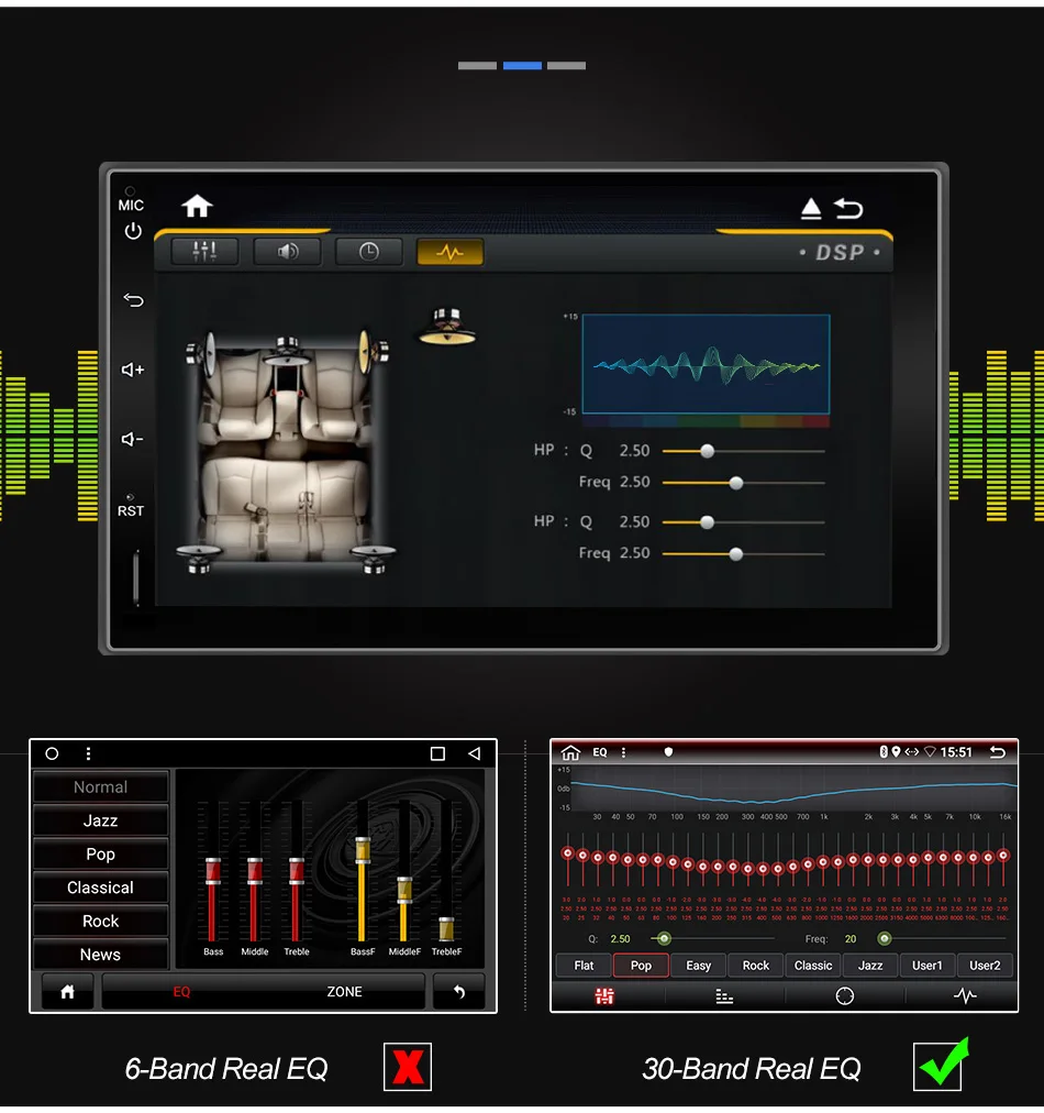 Eunavi 2 Din Android 9.0 Universal Car Radio Multimedia Stereo Player GPS Navigation IPS BT5 DSP 4+64G TDA7803A autoradio NO DVD