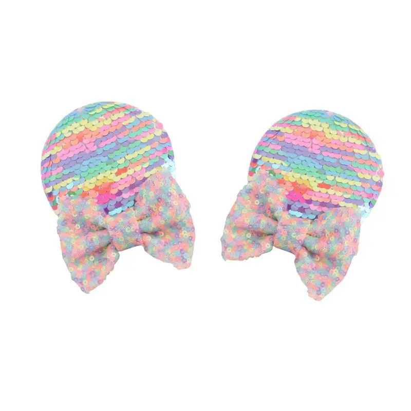 Hair Clips 12 Glitter Hair Bows Hairgrips 1 pair 3" Minnie Ears Sequin Bow Hair Clips For Kids Girls Christmas Party Hair Accessories - Цвет: Hair Clips 12